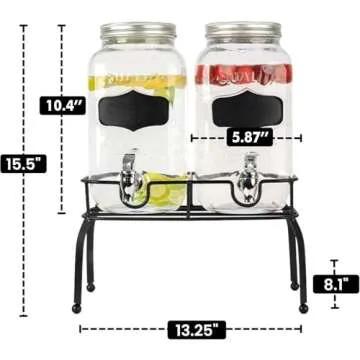 Stylish OMINA 2-Pack Glass Beverage Dispenser Set with Stand