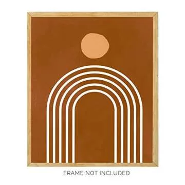 Abstract White Rainbow on Rust Wall Art. 11x14 UNFRAMED Print. Abstract, Minimalist Modern Wall Decor. Shades of Terracotta, Rust, Burnt Orange and White.