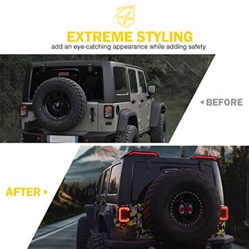 Xprite High Mount Brake Lights with Signal/Reverse/Brake/Running light Compatible with Jeep Wrangler...