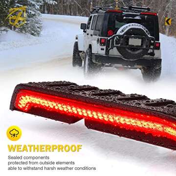 Xprite High Mount Brake Lights with Signal/Reverse/Brake/Running light Compatible with Jeep Wrangler JK JKU 2007-2018, Upgrade Roof Tail Lights, Easy Intallation Third Brake Lights, 2PCS