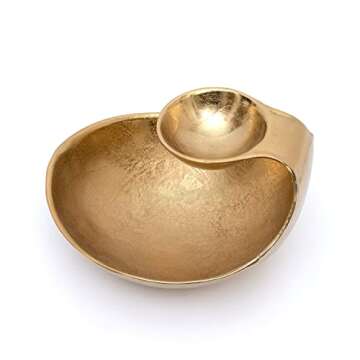 Chip and Dip Serving Bowl Gold Brass Tiered Snack, Candy & Salad Bowl Decorative Centerpiece Serving Platter for Nuts, Chip and Dip, Salsas, Food Tray, Serveware Home Decor Gift Entertaining 1PC