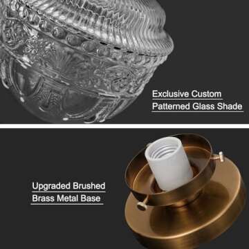 DSMJFU Brass Semi Flush Mount Ceiling Light, Small Hallway Light Fixture, Vintage Close to Ceiling Light Fixture for Bathroom, Entryway, Foyer, Closet