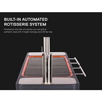 Everdure by Heston Blumenthal HUB 54-In. Charcoal Grill With Patented Built-in Rotisserie System & Quick Electric Ignition, Outdoor BBQ, Electric Starter, Adjustable Height, Easy Clean-Up, Matte Black