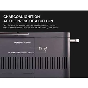 Everdure by Heston Blumenthal HUB 54-In. Charcoal Grill With Patented Built-in Rotisserie System & Quick Electric Ignition, Outdoor BBQ, Electric Starter, Adjustable Height, Easy Clean-Up, Matte Black
