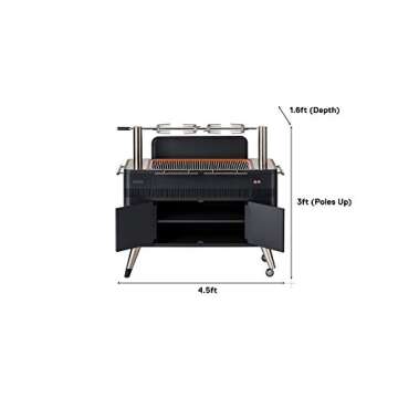 Everdure by Heston Blumenthal HUB 54-In. Charcoal Grill With Patented Built-in Rotisserie System & Quick Electric Ignition, Outdoor BBQ, Electric Starter, Adjustable Height, Easy Clean-Up, Matte Black