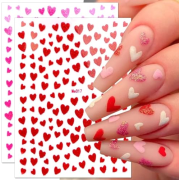 Heart Nail Art Stickers for Valentine's Day Nail Decoration