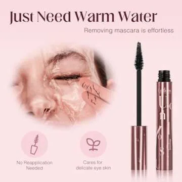Unidollss Tubing Mascara Volume and Length Black Mascara Lengthening Long Lasting All Day, No Smudging, No Clumping, Washable Voluminous Mascara Tubing, Gluten-free Safe for Sensitive Eyes