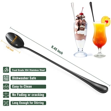 GLAMFIELDS 9.5 Inch Long Handle Iced Tea Spoons Set