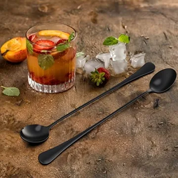 GLAMFIELDS 9.5 Inch Long Handle Iced Tea Spoons Set
