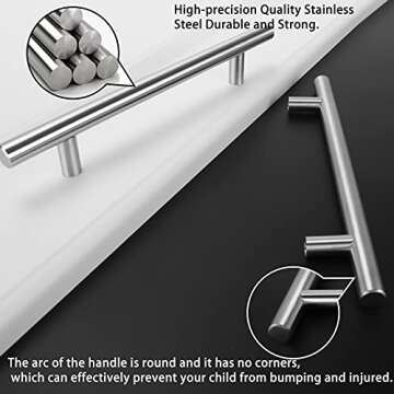 homdiy Cabinet Pulls Brushed Nickel - HD201SN Cabinet Hardware 3-3/4in(96mm) Hole Centers Drawer Pulls for Kitchen Cabinets