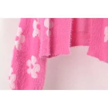 Chouyatou Women's Fuzzy Daisy Cardigan - Trendy & Cozy