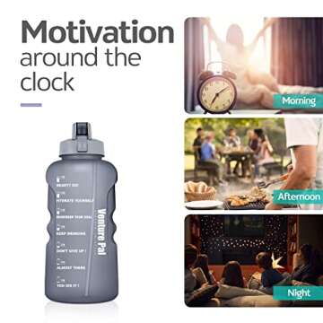 Venture Pal Large 64 OZ Motivational BPA Free Leakproof Water Bottle with Straw & Time Marker Perfec...