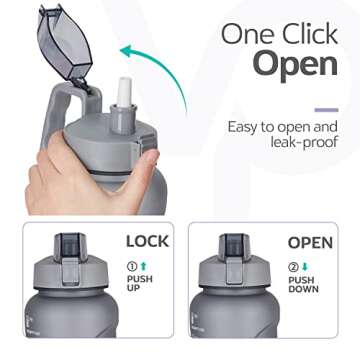 Venture Pal Large 64 OZ Motivational BPA Free Leakproof Water Bottle with Straw & Time Marker Perfect for Fitness Gym Camping Outdoor Sports-Frosted Gray