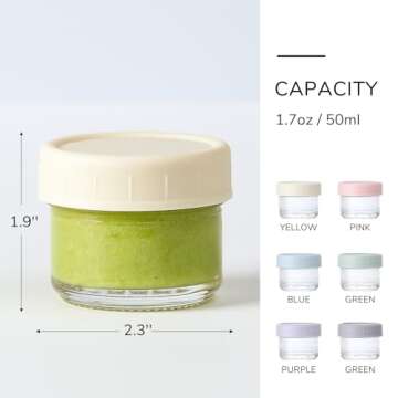 VITEVER [6 Pack] Salad Dressing Container To Go, 1.7 oz Glass Small Condiment Container with Lids, D...