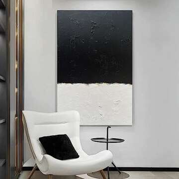 NANKAI Hand-Painted Black and White Wall Art for Modern Homes