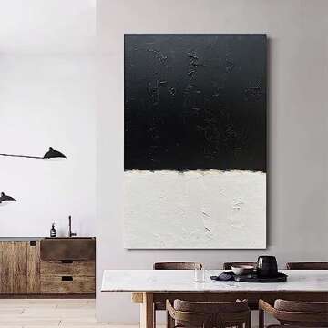 NANKAI Hand-Painted Black and White Wall Art for Modern Homes