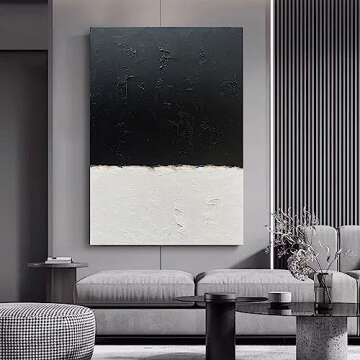 NANKAI Hand-Painted Black and White Wall Art for Modern Homes