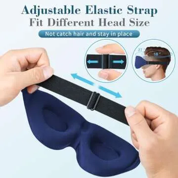 ZGGCD 3D Sleep Mask for Side Sleeper, Light Blocking Sleeping Eye Mask for Women Men, Contoured Cup Night Blindfold, Luxury Eye Cover Eye Shade with Adjustable Strap for Travel, Nap, Blue