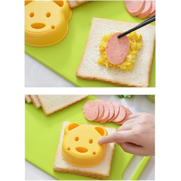 Leking 13 Pcs Wooden Kids Kitchen Knife, Kids Knife Set with Gloves Cutting Board Bear Sandwich Cutter Fruit Vegetable Cutters Serrated Edges Plastic Knifes for Real Cooking Kid Safe Knives