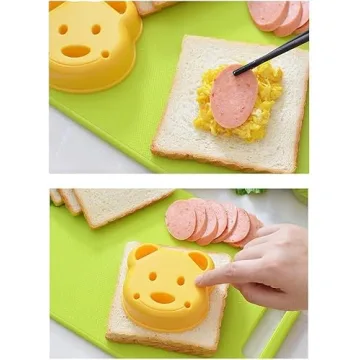 Leking 13 Pcs Wooden Kids Kitchen Knife, Kids Knife Set with Gloves Cutting Board Bear Sandwich Cutter Fruit Vegetable Cutters Serrated Edges Plastic Knifes for Real Cooking Kid Safe Knives