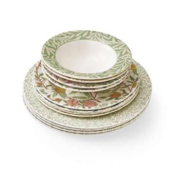 Spode Morris and Co 12 Piece Dinner Set | Service for 4 | Includes Dinner Plate, Salad Plate and Bow...