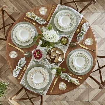 Spode Morris and Co 12 Piece Dinner Set | Service for 4 | Includes Dinner Plate, Salad Plate and Bowl | Made of Fine Earthenware | Microwave and Dishwasher Safe | Made in England