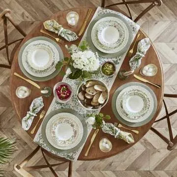 Spode Morris and Co 12 Piece Dinner Set | Service for 4 | Includes Dinner Plate, Salad Plate and Bowl | Made of Fine Earthenware | Microwave and Dishwasher Safe | Made in England