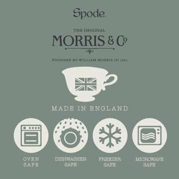 Spode Morris and Co 12 Piece Dinner Set | Service for 4 | Includes Dinner Plate, Salad Plate and Bowl | Made of Fine Earthenware | Microwave and Dishwasher Safe | Made in England