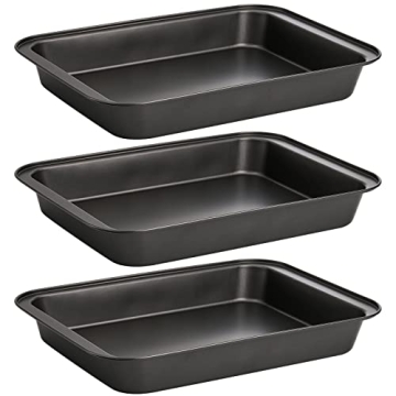 Lyellfe 3 Pack Rectangle Baking Pan Set - Non-Stick & Versatile
