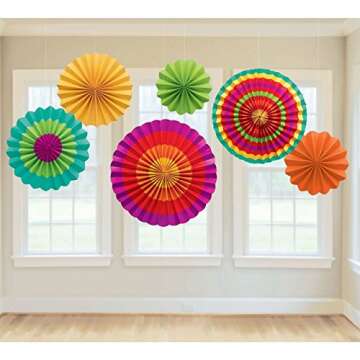 Super Z Outlet Paper Fan Mexican Fiesta/Cinco De Mayo /Carnival/ Taco Tuesday Kids Party Hanging Dec...