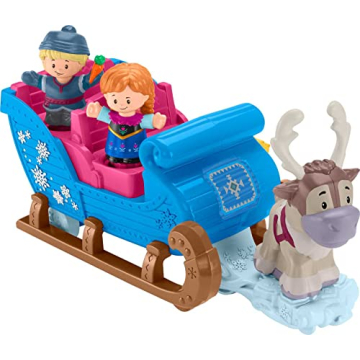 Fisher-Price Little People Toddler Toy Disney Frozen Kristoff’s Sleigh Vehicle with Character Figu...