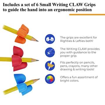 The Pencil Grip Writing CLAW for Pencils and Utensils, Small Size, 6 Count Assorted Colors (TPG-21106)
