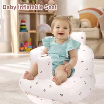 Inflatable Baby Chair, AirSwim Baby Inflatable Seat for Babies 3 Months and Up Summer Inflatable Baby Seat for Sitting Up, Blow Up Baby Floor Seat with Built in Air Pump, Tulip