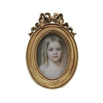 SYLVIA'S SHOP Elegant Vintage Oval Picture Frame 2.5x3.5 - Tabletop & Wall Display