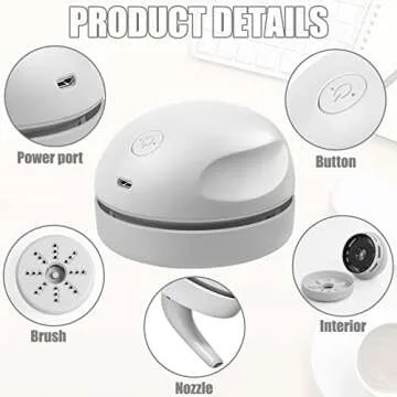 Prowithlin Desktop Vacuum Cleaner - USB Rechargeable & Portable