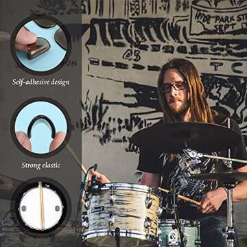 Boao 48 Drum Dampeners - Silicone Gel Mute Pads for Drummers