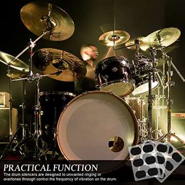 Boao 48 Drum Dampeners - Silicone Gel Mute Pads for Drummers