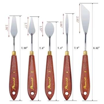 DerBlue 5pcs Stainless Steel Artists Palette Knife Set,Spatula Palette Knife Painting Mixing Scraper...