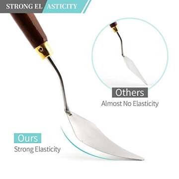 DerBlue 5pcs Stainless Steel Artists Palette Knife Set,Spatula Palette Knife Painting Mixing Scraper,Thin and Flexible Art Tools for Oil Painting, Acrylic Mixing, Etc.