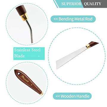 DerBlue 5pcs Stainless Steel Artists Palette Knife Set,Spatula Palette Knife Painting Mixing Scraper,Thin and Flexible Art Tools for Oil Painting, Acrylic Mixing, Etc.