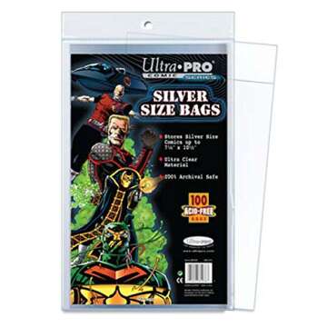 Ultra Pro Silver Size Comic Bags 2-Mil Polypropylene 7.25 X 10.50 Inches (100-Count)