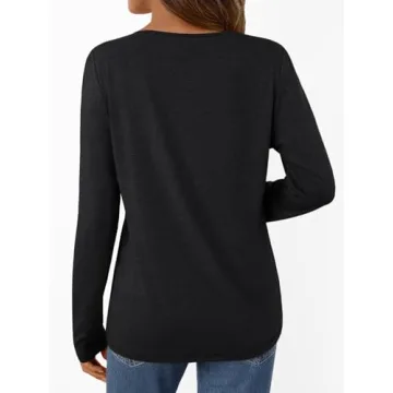 AUTOMET Casual Women's V-Neck Black Top for All Occasions