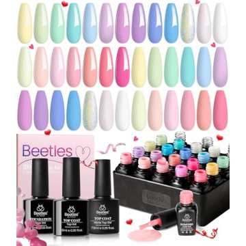 Beetles Gel Polish Nail Set 20 Colors Spring Pastel Girly Sparkle Glitter UV Gel Dreamy Town Collect...