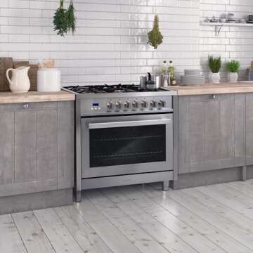 COSMO 36 in. Stellar Collection 3.8 cu. ft. Dual Fuel Range, 5 Sealed Burners, 8 Function Convection...