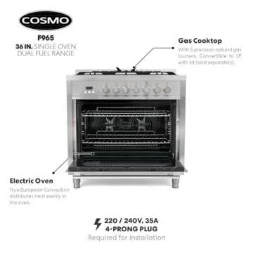 COSMO 36" Stellar 3.8 cu. ft. Dual Fuel Range in Stainless Steel