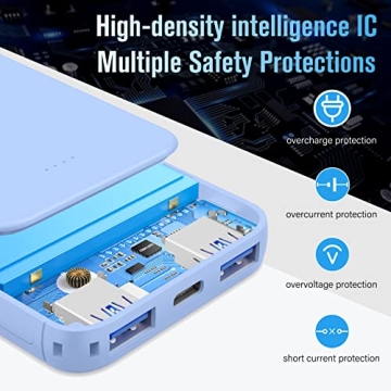 VANYUST S22 Portable Charger, Power Bank, 5000mAh External Battery Pack Compatible for iPhone 15 14 13 12 11 X Samsung S22 S21 Google iPad etc(Blue)