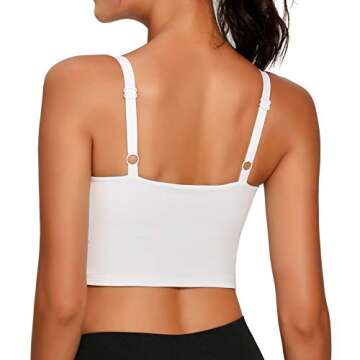 Lemedy Sports Bra Adjustable Strap Crop Padded Tank Top Workout Yoga Gym Running (L, White)