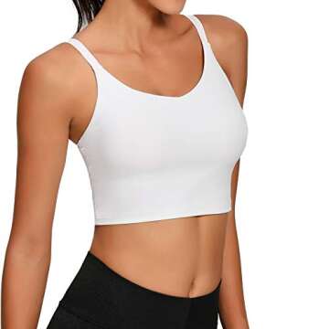 Lemedy Sports Bra Adjustable Strap Crop Padded Tank Top Workout Yoga Gym Running (L, White)