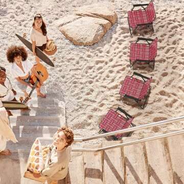 Giantex Beach Chairs Set of 6, Patio Folding Lawn Chairs for Adults, Outdoor Webbing Chair w/Steel F...