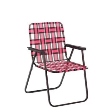 Giantex Beach Chairs Set of 6, Patio Folding Lawn Chairs for Adults, Outdoor Webbing Chair w/Steel Frame, Lightweight & Portable Camping Chairs for Fishing, Yard, Garden, Poolside Webbed Chairs, Red